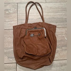 Sissi Rossi Brown Leather Safety Pin Shoulder Bag
